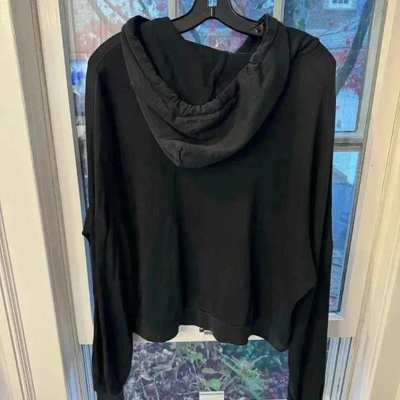 MICHAEL LAUREN WOMEN’S CROPPED HOODIE OMBRE BLACK SIZE L - Picture 3 of 8